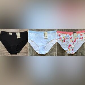 New 3 Pairs of Nobo, No Boundaries Cotton & Lace Hipster Panties Size L